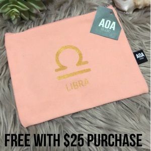 FREE WITH $25 purchase-NWT-Cloth MakeUp/Carryall Pouch-Zip Top-Pink-Libra Logo